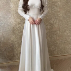 Solid Color High Neck Long Sleeve Maxi Dress