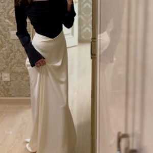 Long Sleeve Velvet Panel Maxi Dress