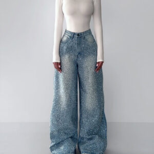 Irregular Rhinestone Jeans