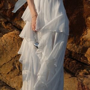 Elegant Halterneck Ruffled Maxi Dress