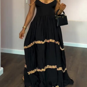 Black Lace Halter Dress