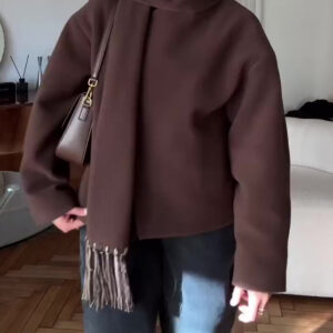 Short Wrap Coat With Scarf