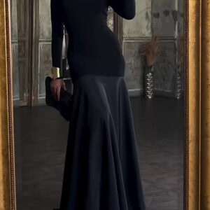 Long-sleeved Paneled Maxi Dress