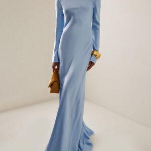Satin Open-back Long-sleeved Maxi Dress